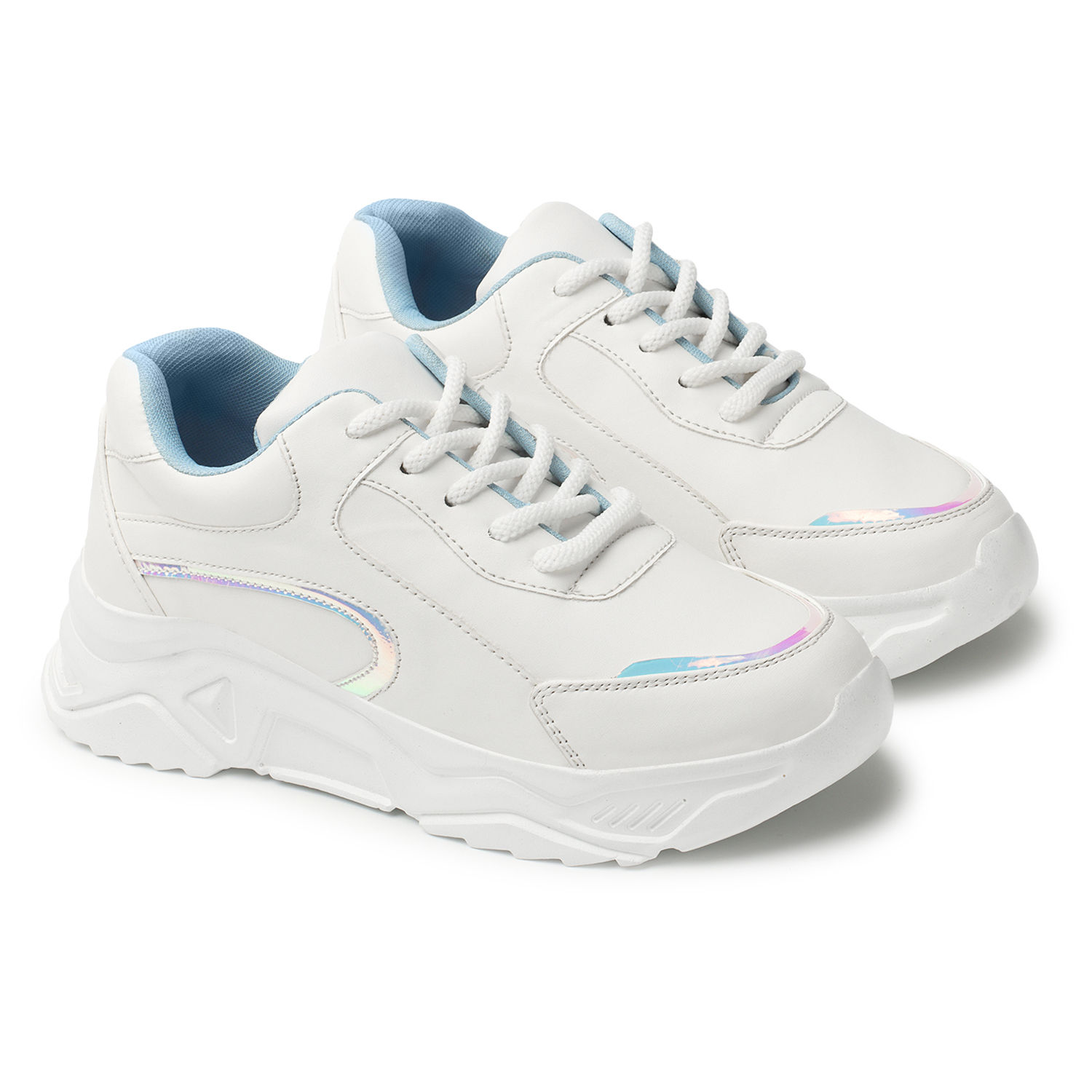 Full white Blue Sneakers For Women And Girls Wholesale Footwear by Blinder